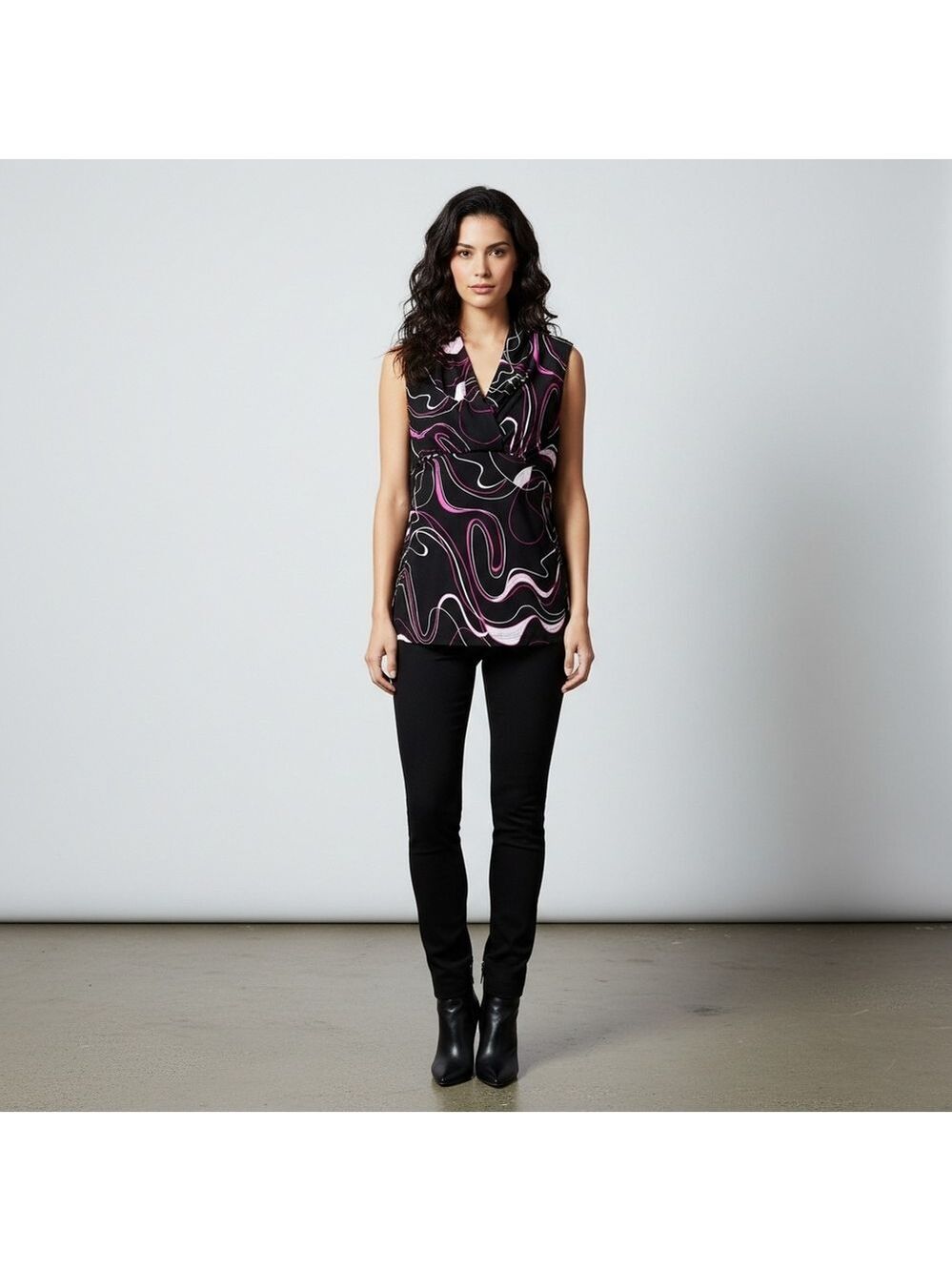 JKLA California Cowl Neck Swirl Blouse Small